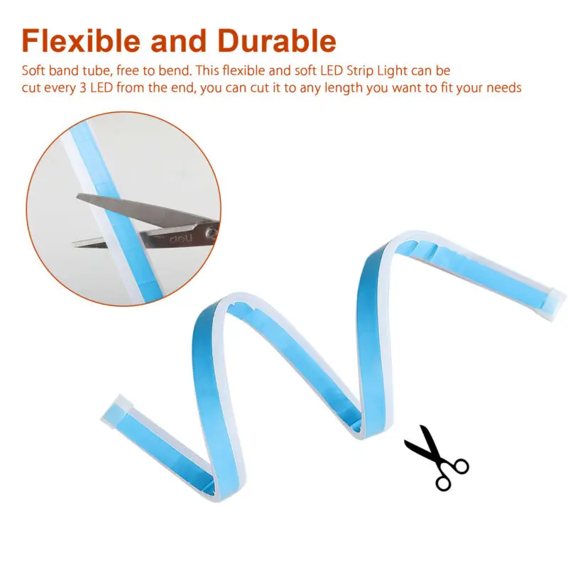 2шт 60 см RGB многоцветный Тонкий гибкий светодиодный светильник DRL с сигналом