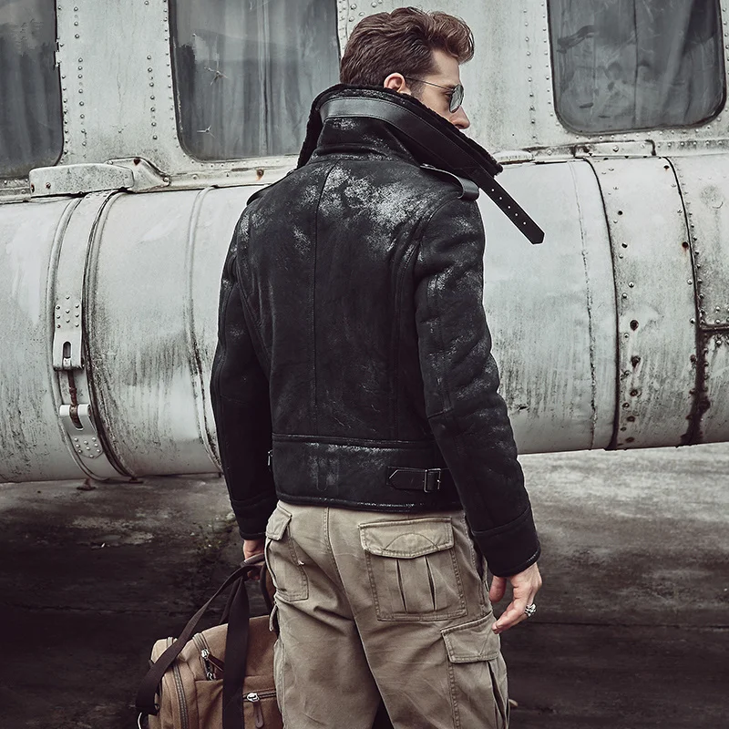 Куртка-бомбер мужская короткая из овечьей кожи женская | Мужская одежда