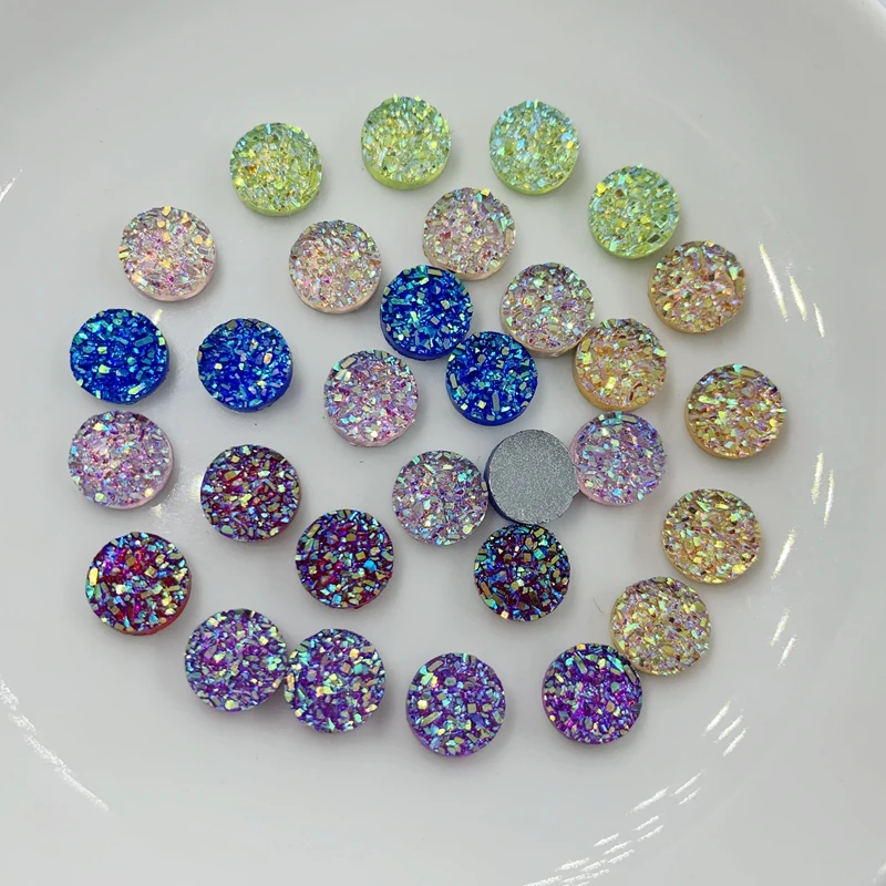 8 мм AB Смола круглая поверхность руда кристалл задняя сторона искусственная кожа