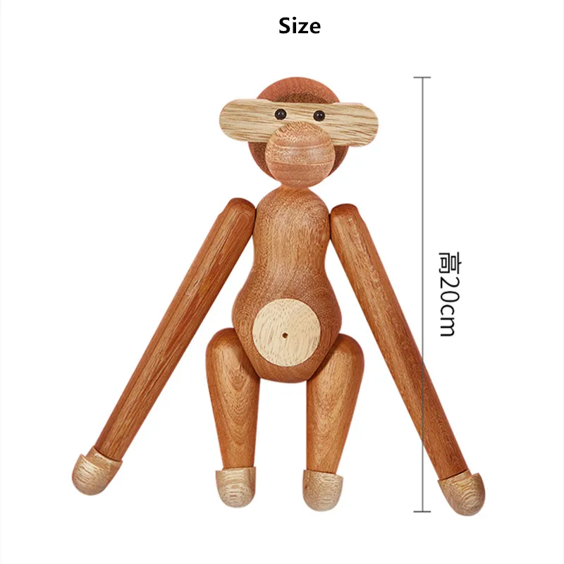

Nordic Style Wooden Monkey Ornament Hooks Modern Teak Walnut Sapele Monkey High Quality Wall Pendant Gift Home Decor Accessories