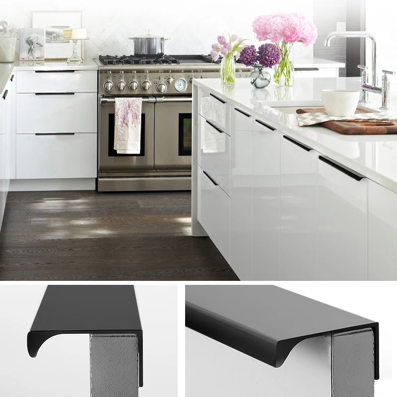 Темная ручка ящика современные минималистичные невидимые ручки черная длинная