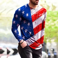 2021 autumn new men long sleeve tshirt fashion stars striped flag printed mens t shirts o neck pullover tops oversized male tees