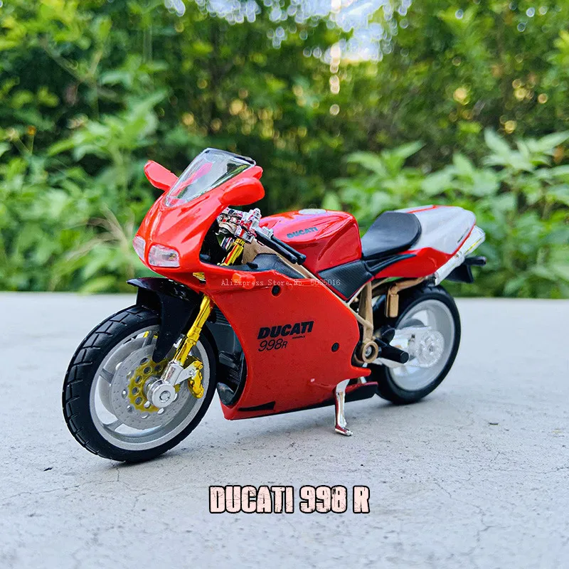 Модель литая мотоцикла Ducati 998R Bburago 1:18 работоспособная короткопоглощающая