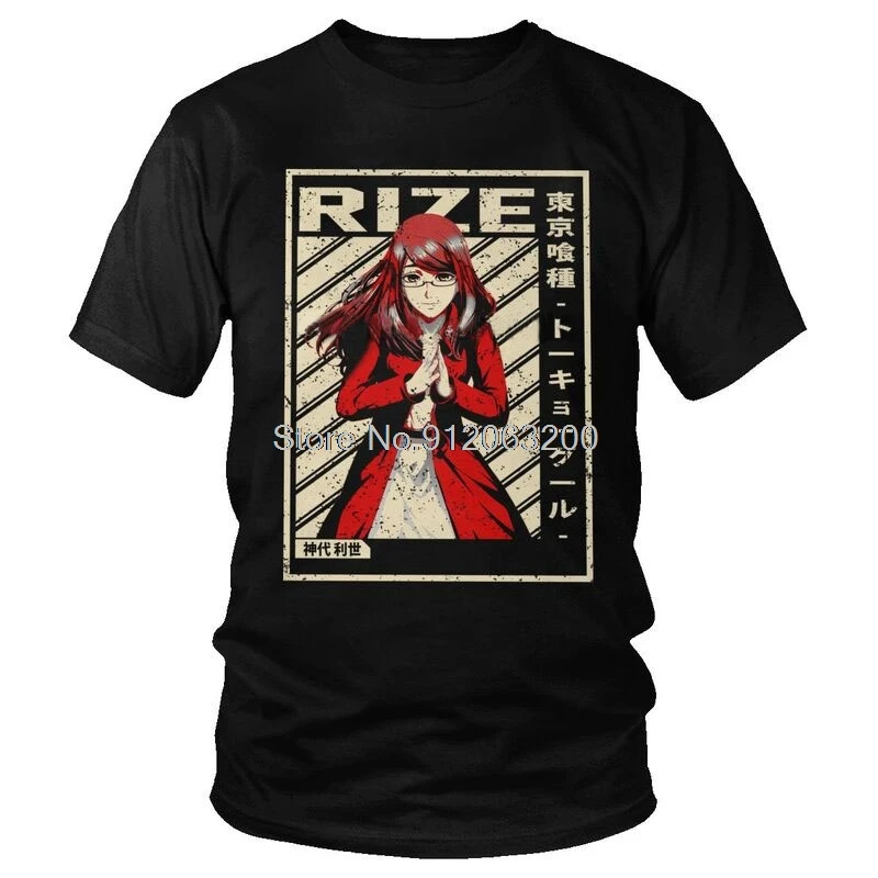 

Tokyo Men's Ghoul Rize Kamishiro T-Shirt Funny Japanese Fantasy Manga Anime Tshirt Short Sleeve T Shirt Homme Cotton Tee Tops