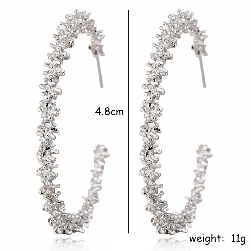 Женские серьги кольца в ретро стиле круглые геометрические серебристого цвета