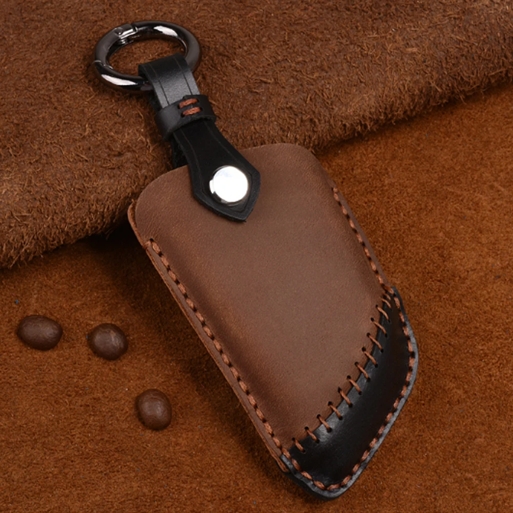 

High Quality Leather Car Key Fob Cover Case Set Keychain 3/4 btn For BMW 320li/523li/525li/528li/530 /X1/X2/X5 car Accessories