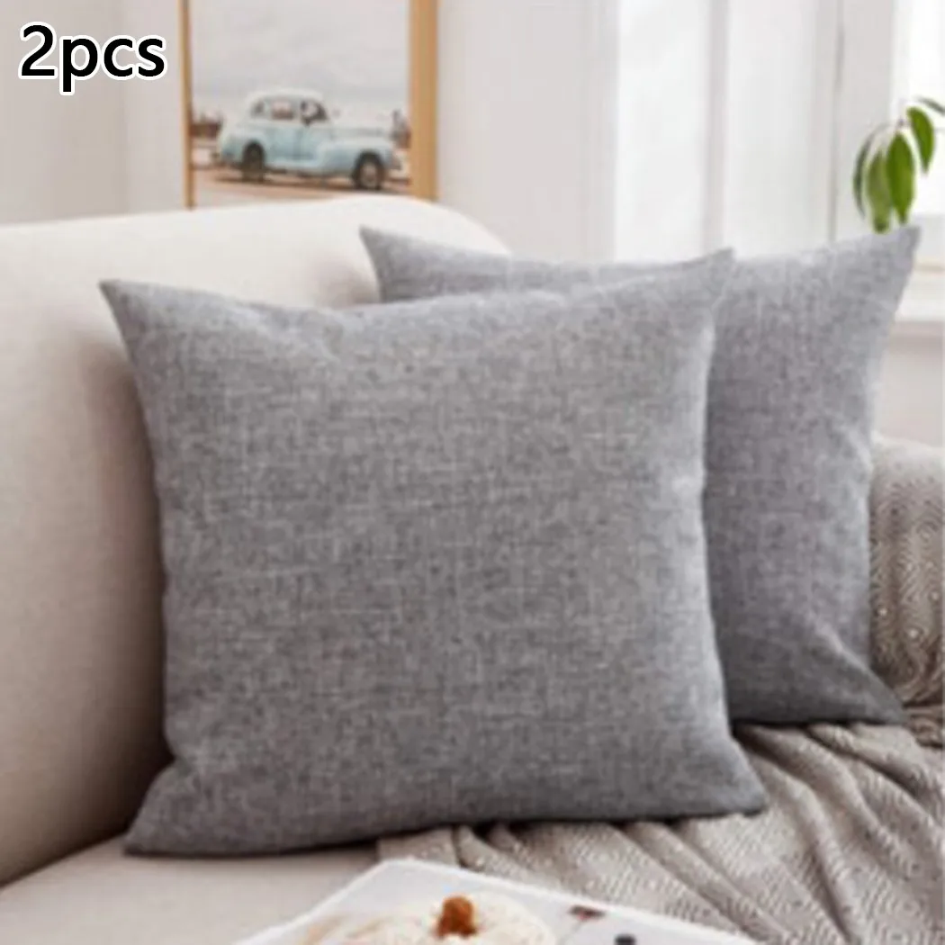 

2pcs Flax Fabric Cushion Cover 45x45cm Nordic Plain Pillowcase Living Room Sofa Car Decoration Decorative Cushions Home Decor