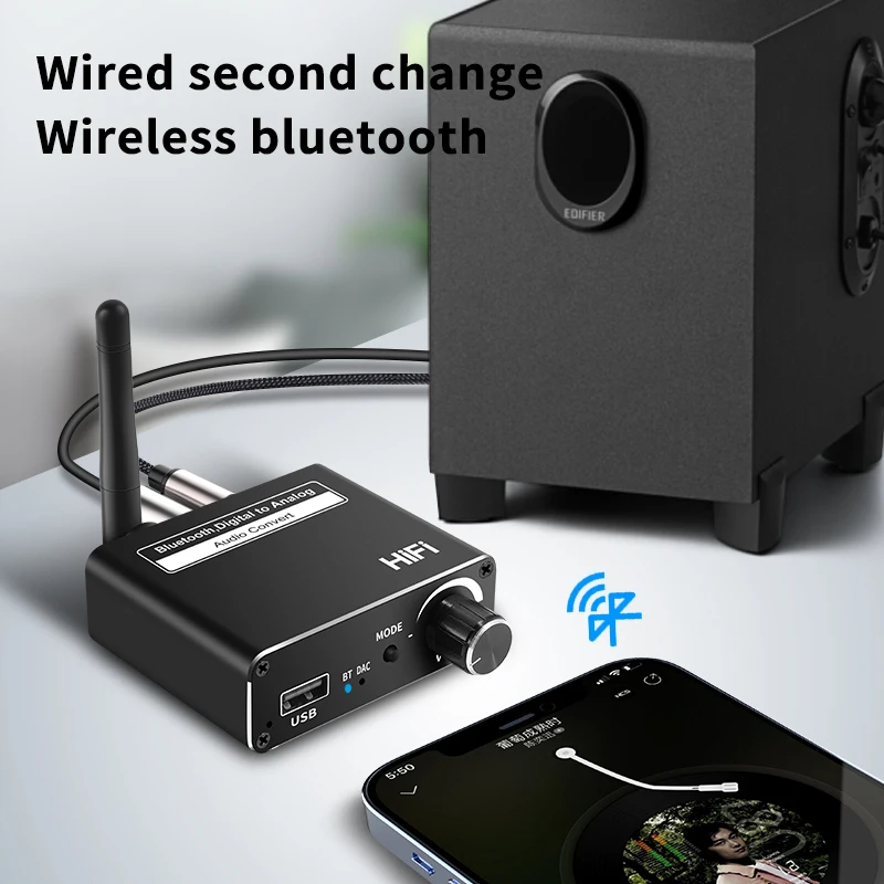 VAORLO 3 в 1 коаксиальный оптоволоконный DAC Bluetooth-совместимый приемник 5 0