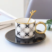 150ml gold coffee cup plate simple ceramic mug office mixing water cups set restaurant luxury cup coffee cup mugs