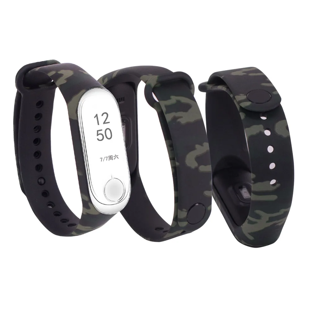 Camouflage green8 1 шт цветные цветы mi Band 4 ремешок сменный Браслет для Xiaomi mi band 3 4 Универсальный силиконовый ремешок на запястье mi 3 ремень - Цвет: Camouflage green8