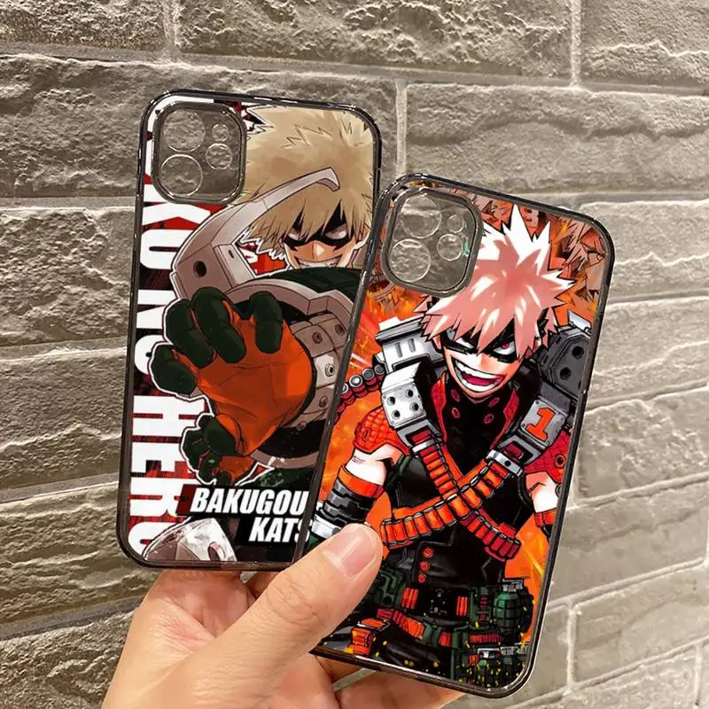 

luxury my hero academia cute Phone Case For iPhone 7 8 11 12 X XS XR MINI Pro Max Plus Retro Black Grey clear transparent