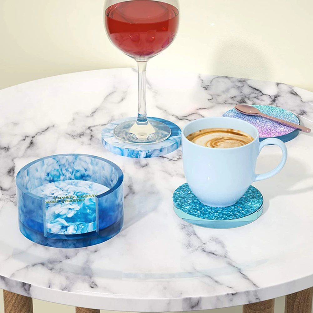 

1Set Resin Molds Round Container Silicone Mould Cups Mats DIY Epoxy Resin Mold Coaster Storage Box Home Decoration Wholesale