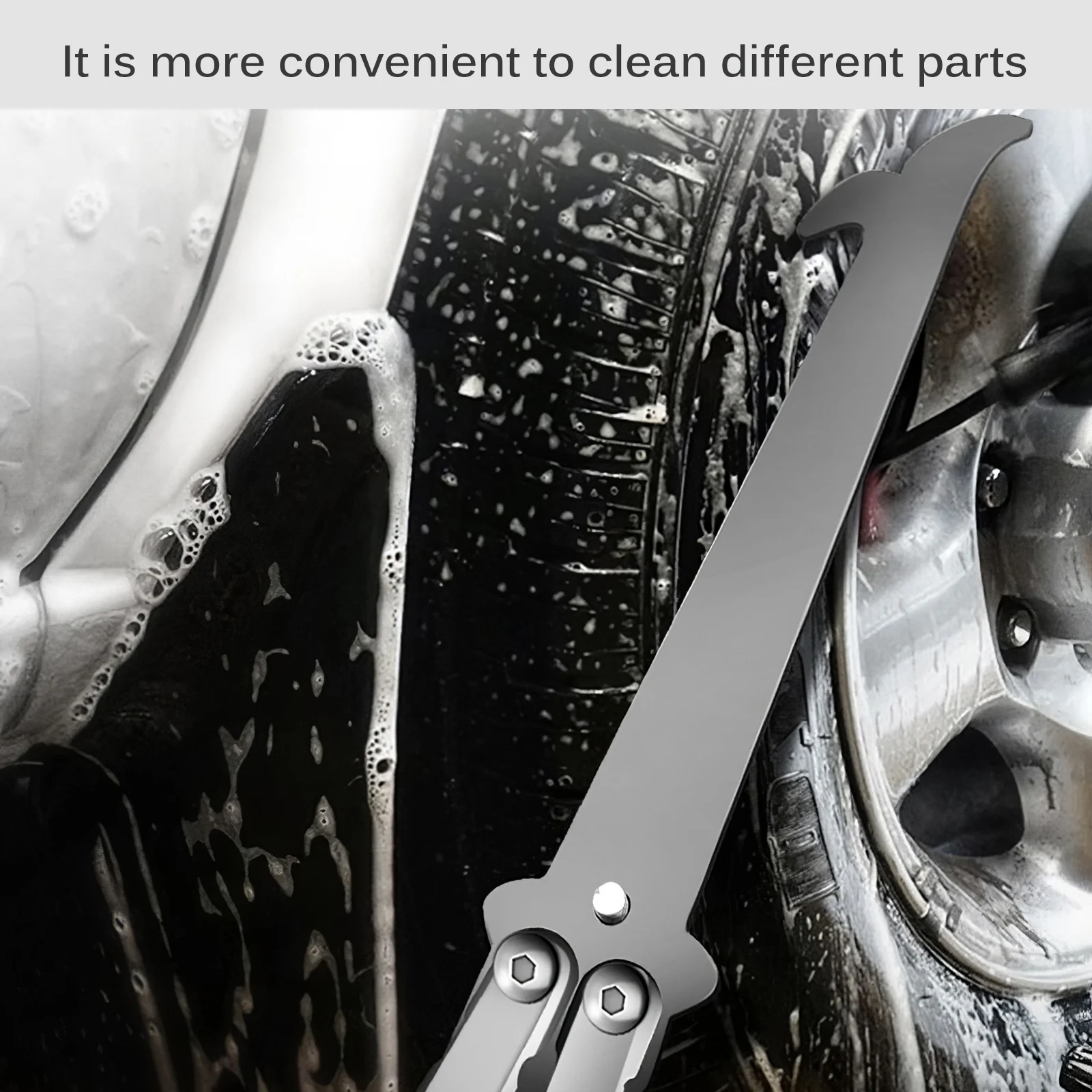 

Sturdy Stainless Steel Car Tyre Stone Cleaning Hook Multifunctional Folding Cleaning Tool with Split Structure Hook Pointed Cone