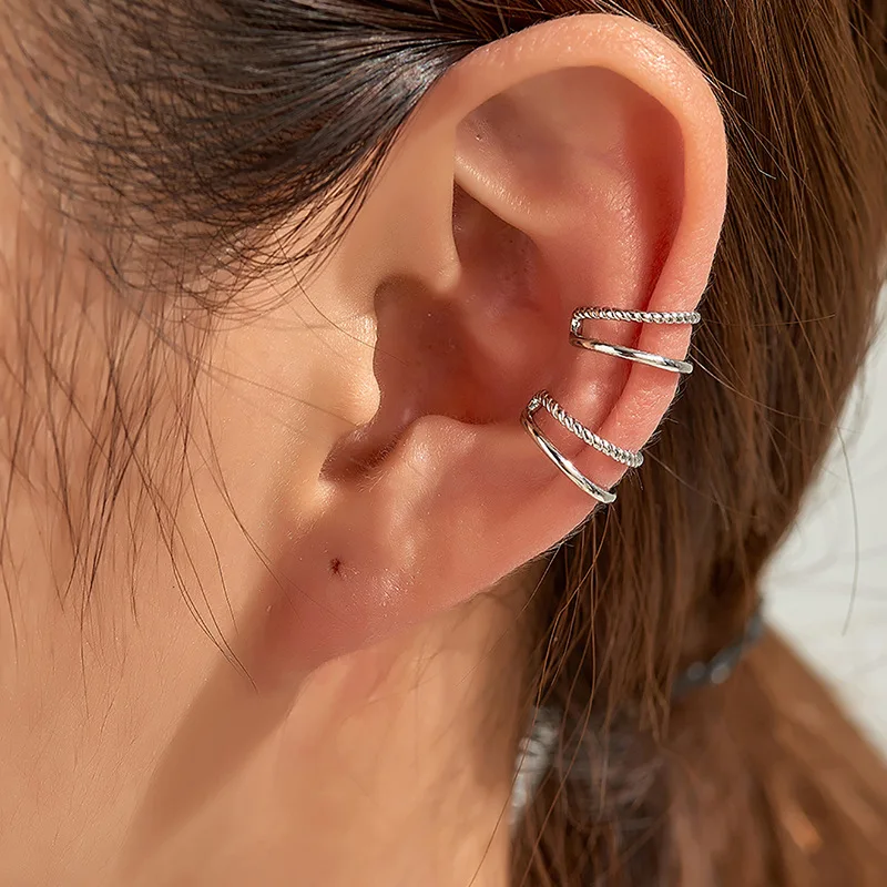 

DIYI Vintage Clip on Earrings Metal Ear Cuff Non Pierced Earrings Nose Ring New Fashion Women Earrings Punk Rock Earcuff