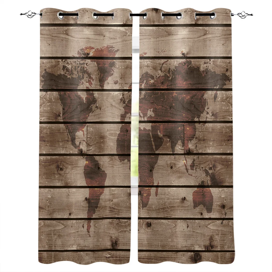Деревянная винтажная карта мира современные оконные шторы для гостиной спальни