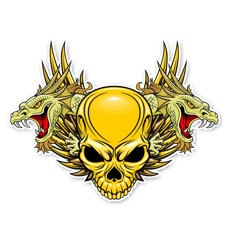 

12CM Personality Interesting Dragon Skull Head Car Sticker Helmet Decal Car Accessories PVC
