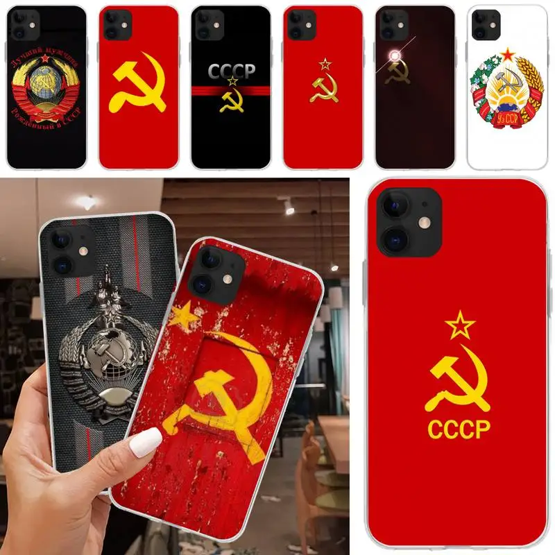 

Soviet Union USSR Flag Phone Case Matching Coque Transparent For Iphone XR 11 12 13 Pro X XS Max 6 7 8 6s Plus SE2020 Case
