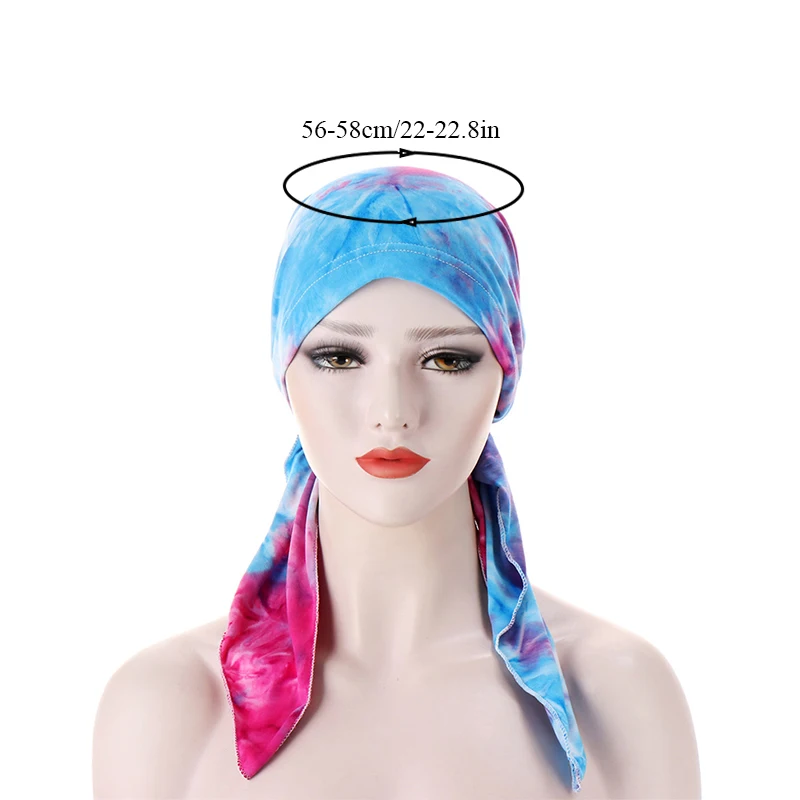 

Womens Muslim Hijab Cancer Chemo Flower Print Hat Turban Cap Cover Hair Loss Head Scarf Wrap Pre-Tied Headwear Strech Bandana