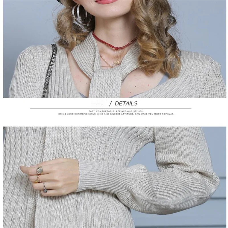 

Shikoroleva Women Long Dress Sweater 2020 Autumn Winter Halter Neck Slim Fit Knited Pull Beige Plus Size Christmas Sweaters
