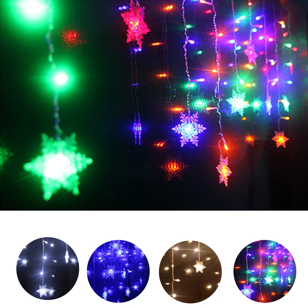 USB Snowflake LED Strip Light Curtain Fairy Lamp Party Christmas Wedding New Year Decoration 4 Colors 1.5x0.5m 2.5x0.5m 3x1m