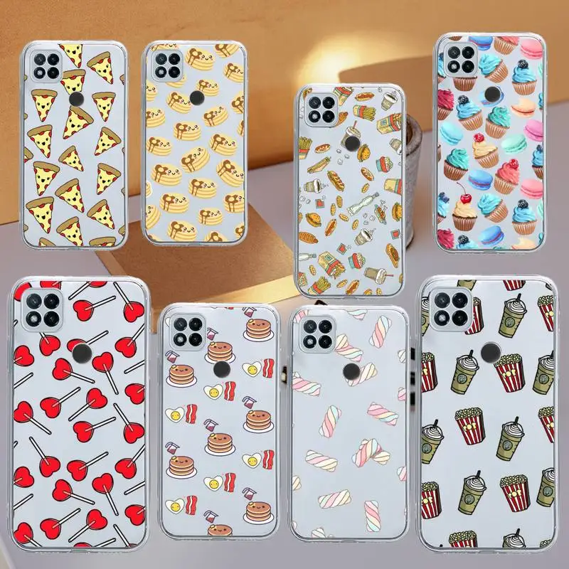 

Cartoon cake delicious food Phone Case Transparent for Xiaomi redmi note 8 9 10 11 t lite pro ultra mix 4 k40