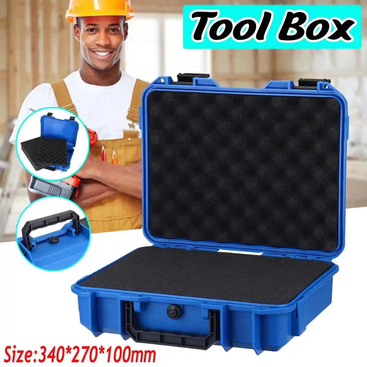 Portable Plastic Tool Case Safety Protection Equipment Instrument Case Dry Box Impact Resistant Outdoor Box with Foam Inside