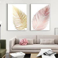 abstract wall art minimalist gold pink leaf painting nordic canvas posters prints canvas living room bedroom corridor decoration