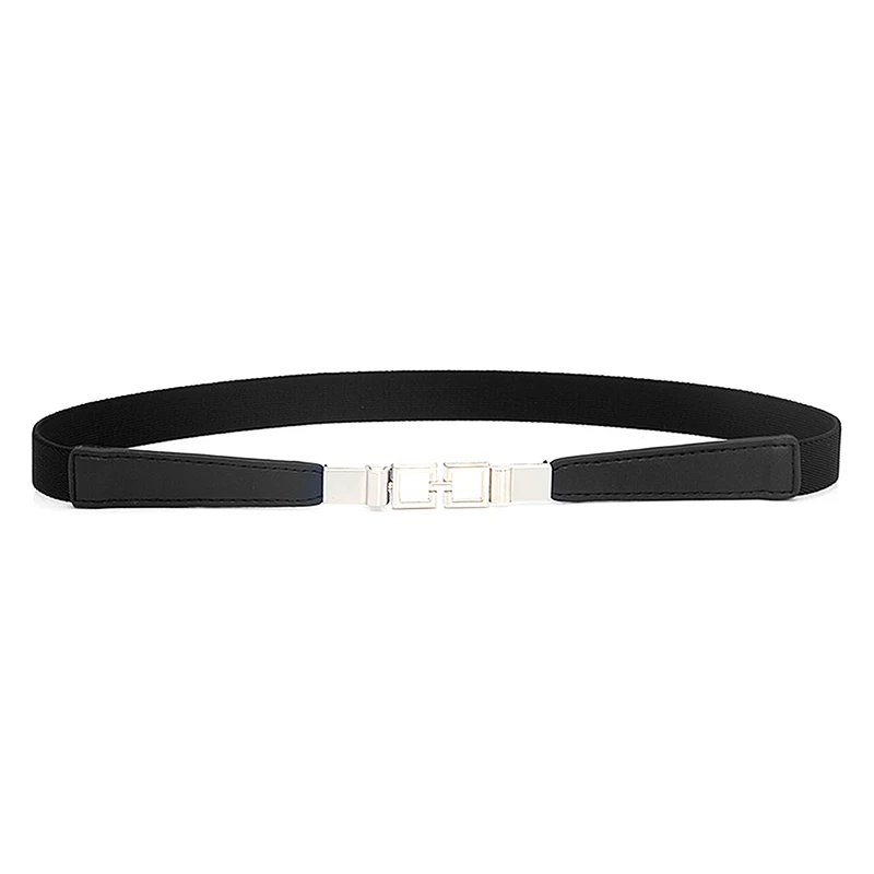 

Fashion Women PU Black White Waist Band Thin Elastic Waist Belt Dress Apparel Accessories Cinturon Mujer