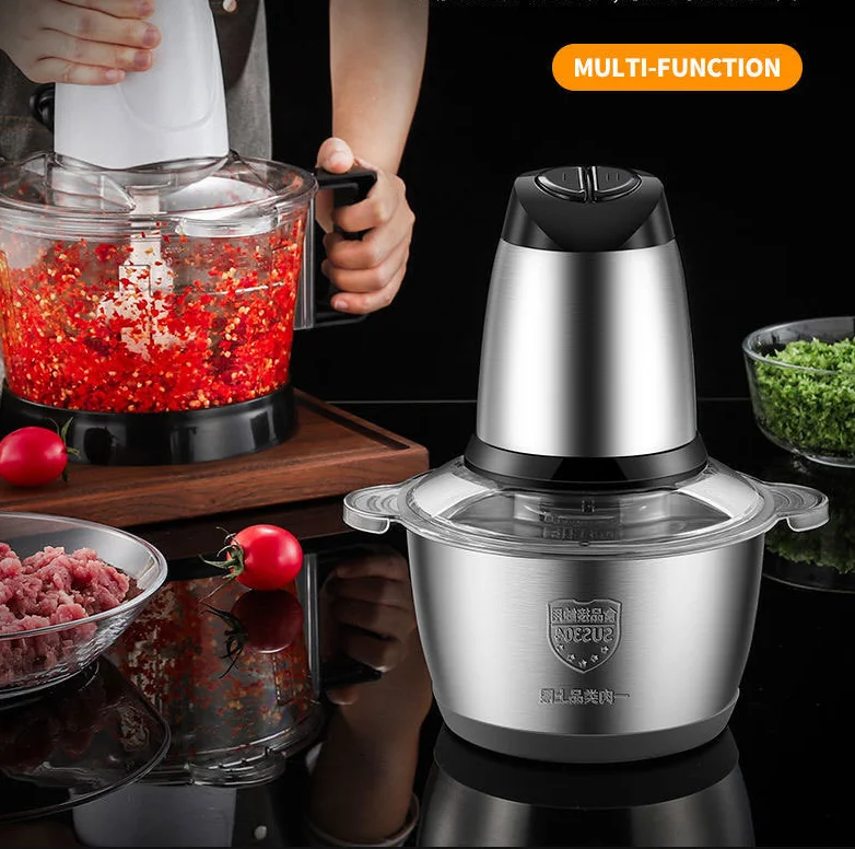 

Electric Meat Chopper Meat Grinder Mincer 2 Speeds 4 Blade 3L/2L Capacity Food Processor 304 Stainless Steel Cutter Meat Slicer