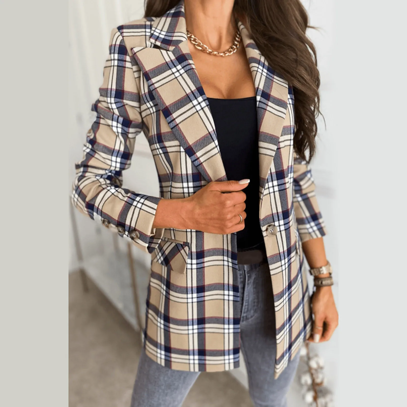 Модный осенний женский костюм с длинными рукавами и оборками пальто 2021