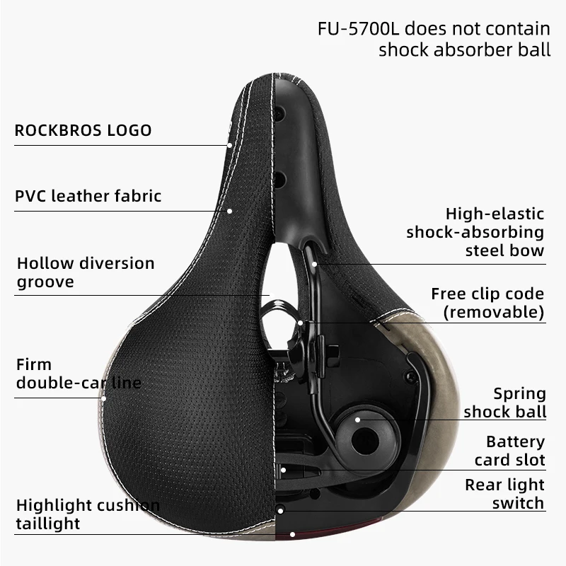 ROCKBROS Велосипедный Задний Фонарь Подушка Седло Для MTB Велосипеда Кожа