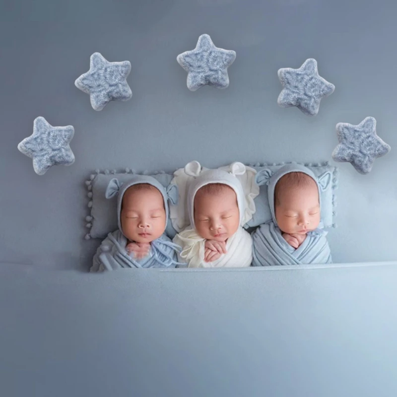 

5 Pcs Baby Wool Felt Five-pointed Stars Newborn Photography Props Decorations Infant Photo Shooting Accessories