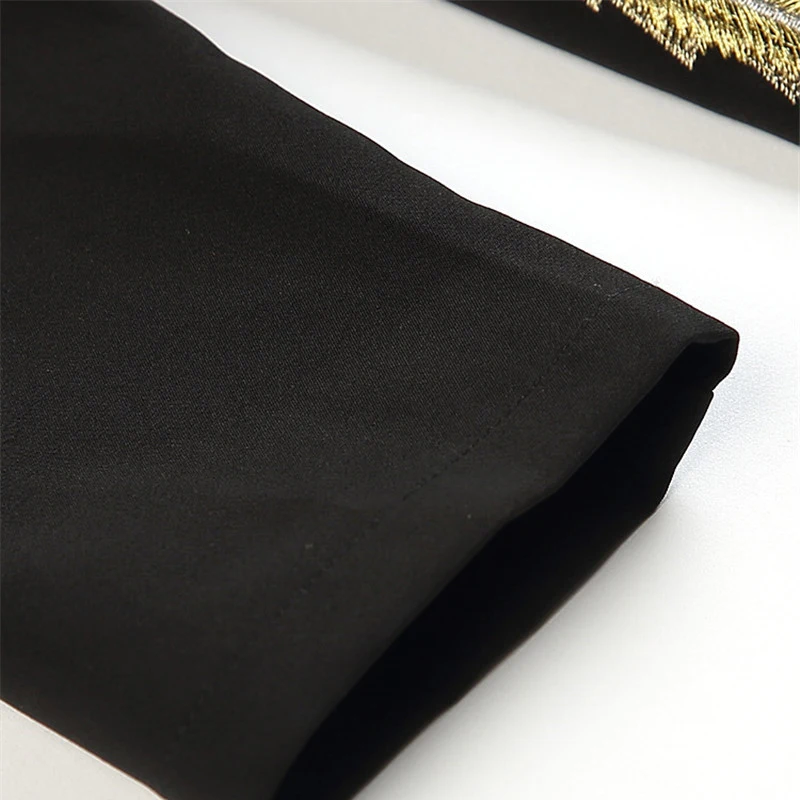 

Spring Autumn Runway Fashion Vintage Embroidery Dress Long Sleeve Elegant Office Lady Robe Femme Asymmetrical Vestidos Black