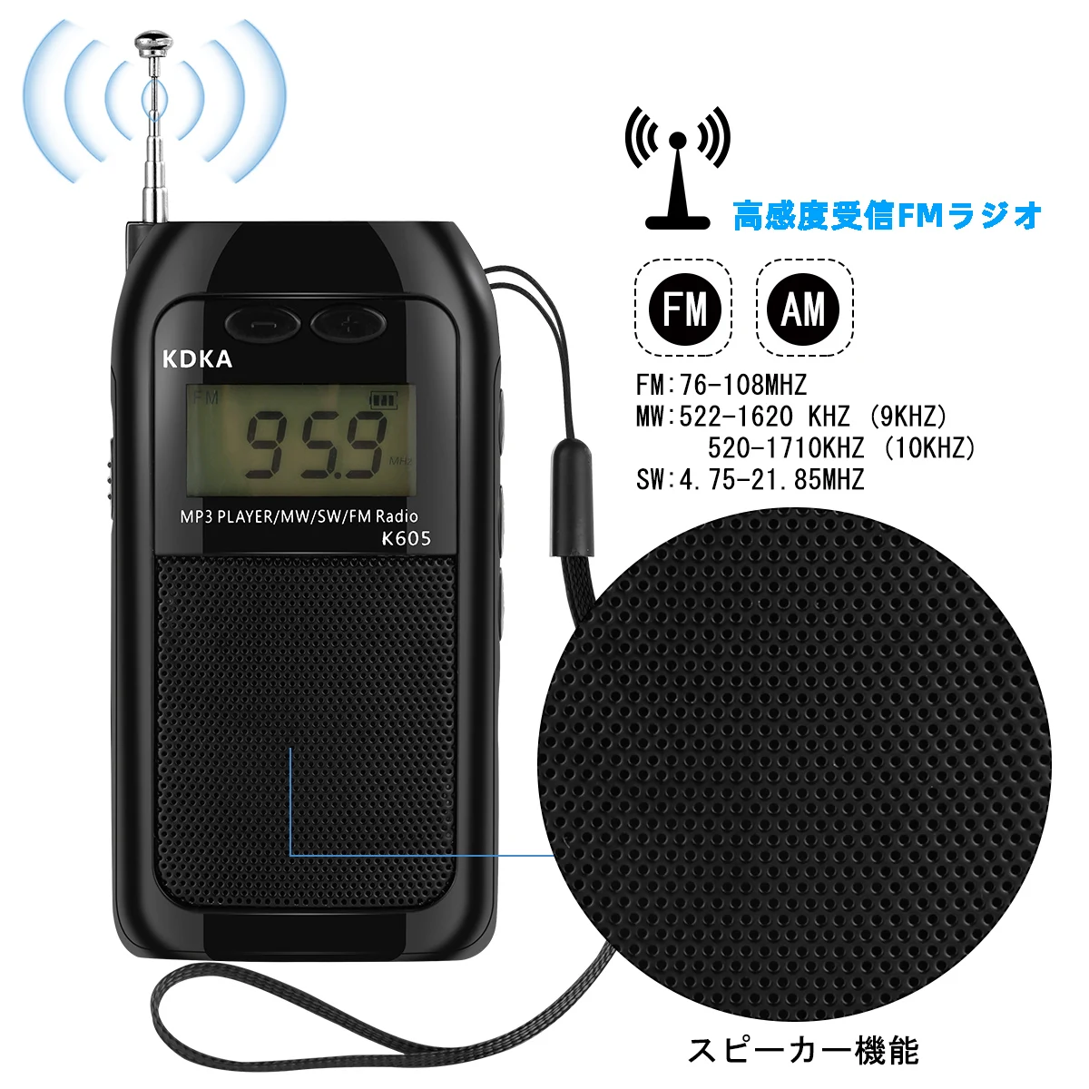 SOONHUA FM радио портативная полноволновая перезаряжаемая дорожная MW/SW мини mp3 плеер