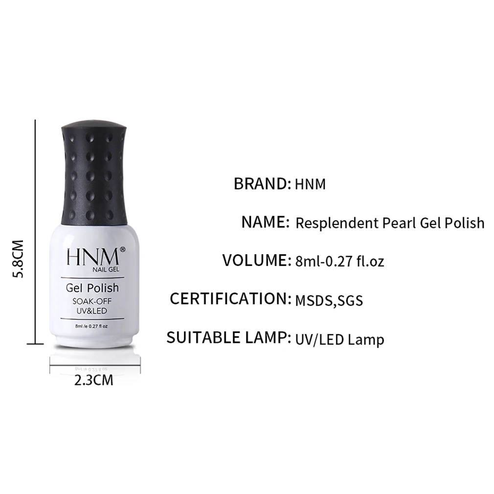 

HNM Resplendent Pearl UV Gel Nail Polish 8Ml UV LED Glitter Pearl Soak Off Gel Polish Long Lsting Lacquer Varnish Bling Nail Art