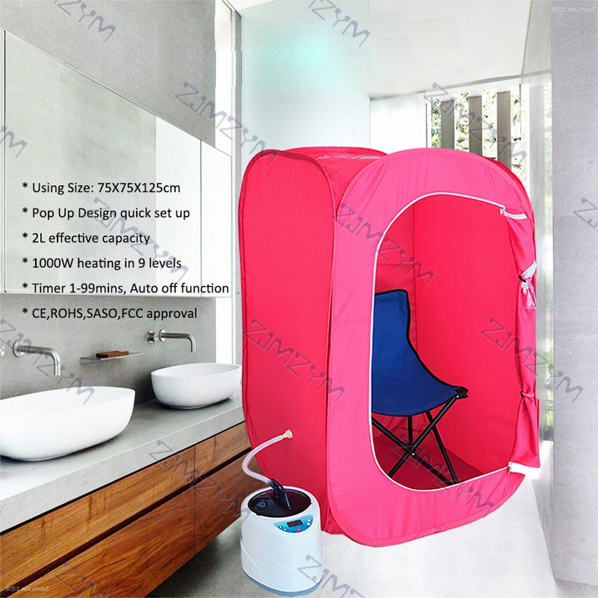 

2L Portable Steam Spa Steam Sauna House 75*75*125cm Full body sweat sauna box with Timer and temperature adjustable 1000W