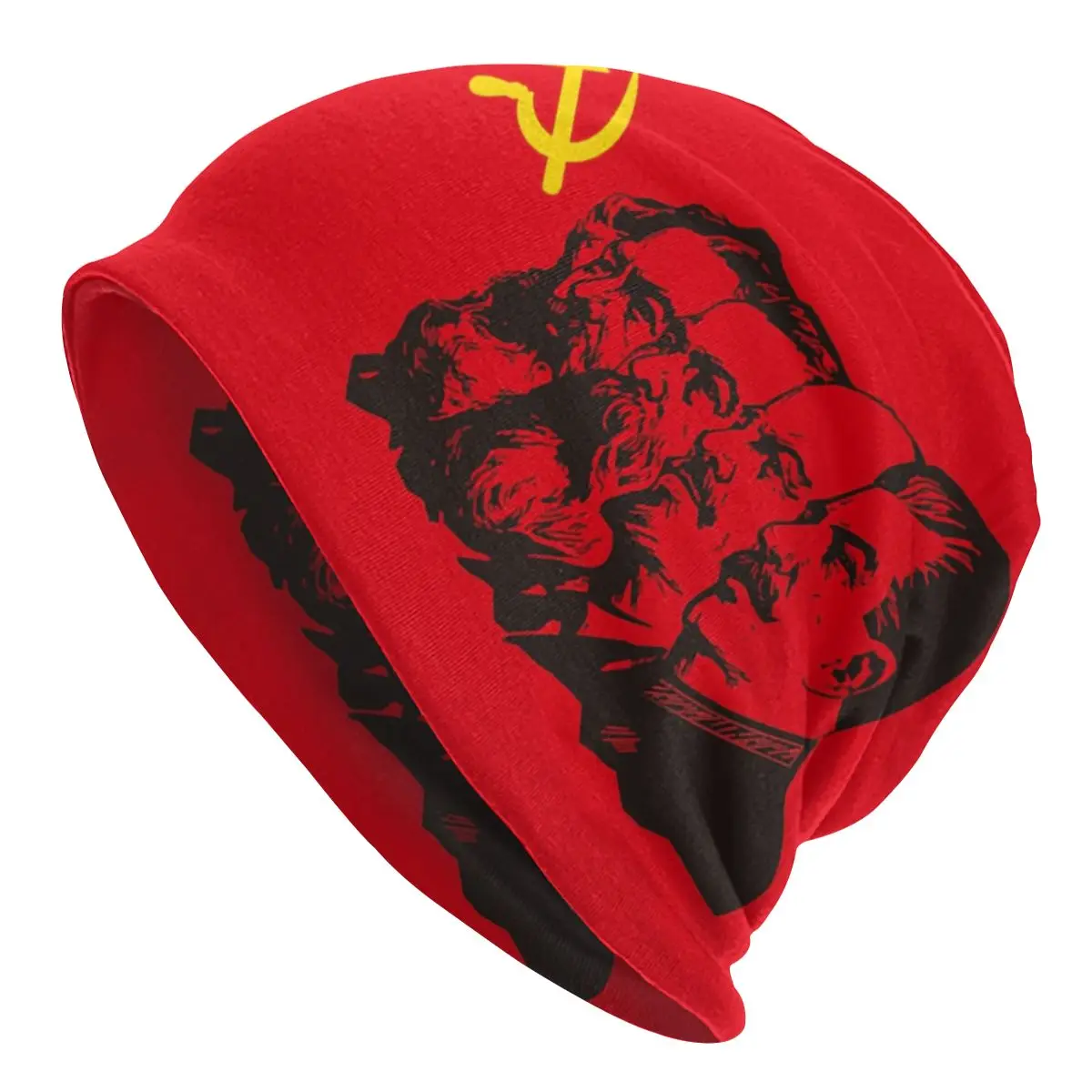 

Communist Flag Marx Engels Lenin And Stalin Bonnet Homme Cool Knit Hat Winter Warm CCCP USSR Communism Beanies Caps
