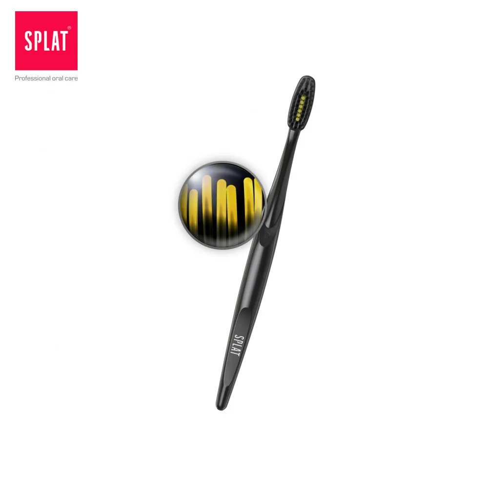 Зубная щетка SPLAT Special BLACKWOOD с древесным углём очищает от налета и бактерий средняя