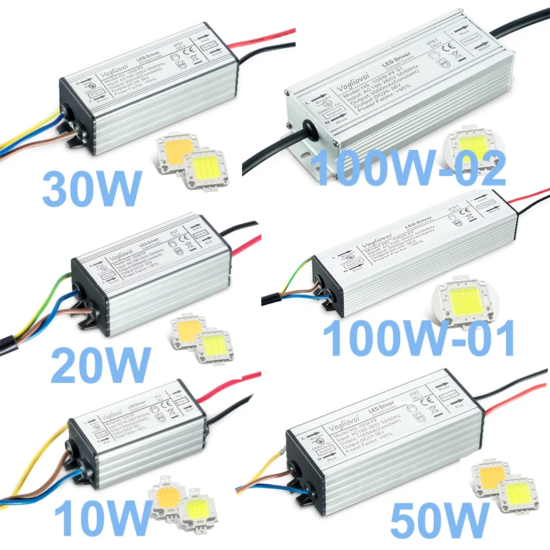 

Full Power Set Transformer 10W 20W 30W 50W 100W AC85-265V Waterproof Aluminum + 30MIL LED Chip For Bulb Floodlight
