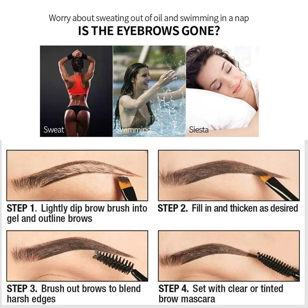 

Liquid Dyeing Eyebrow Cream Set Enhance Eyebrow Shades Tinted Waterproof Brown Long-lasting Brush With Liquid C4U7