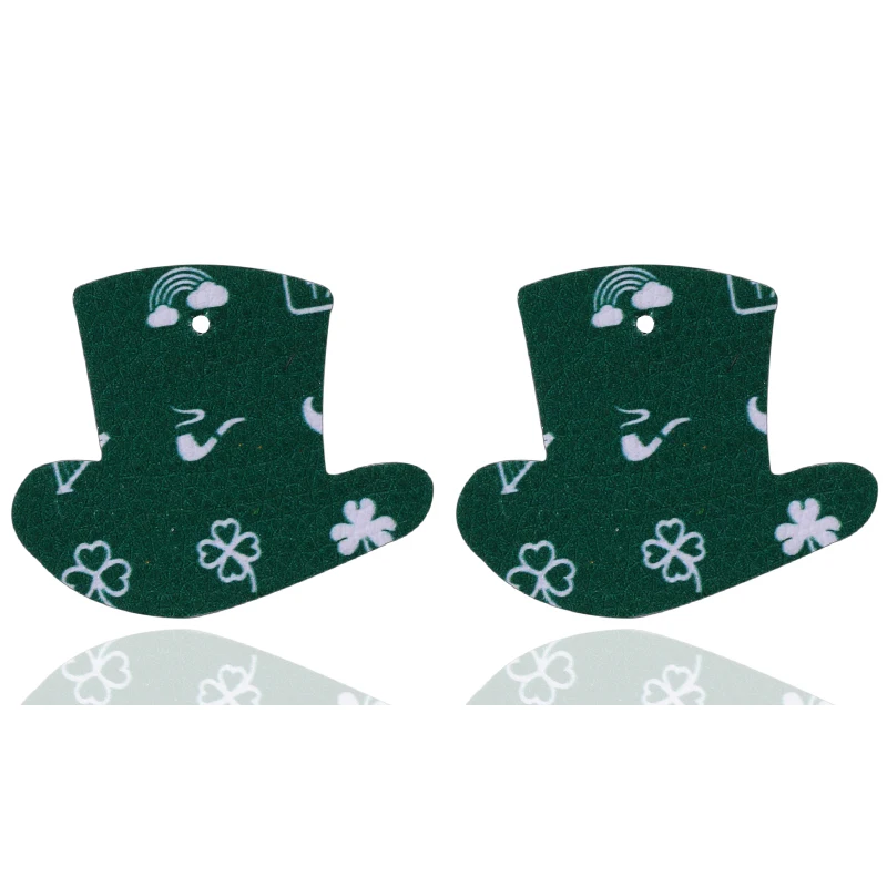 10 шт./лот серьги из искусственной кожи в шляпе зеленые аксессуары ко Дню Святого