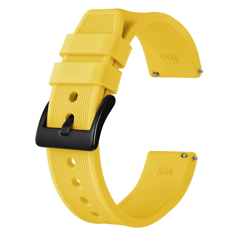 Yellow Anbeer резиновый ремешок для часов 18 мм/20 мм/22 мм/24 мм Рождество красные, черные Quick Release спортивные, для дайвинга Часы в силиконовом корпусе сменный ремешок - Цвет ремешка: Yellow