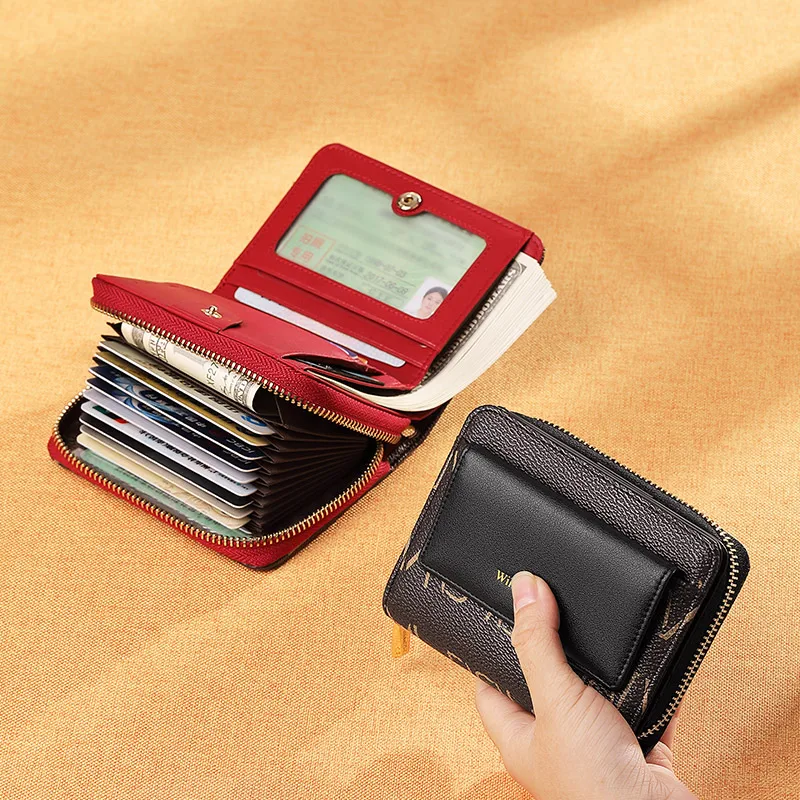 Женский кошелек RFID на молнии Cartera Mujer эстетичный красный модный