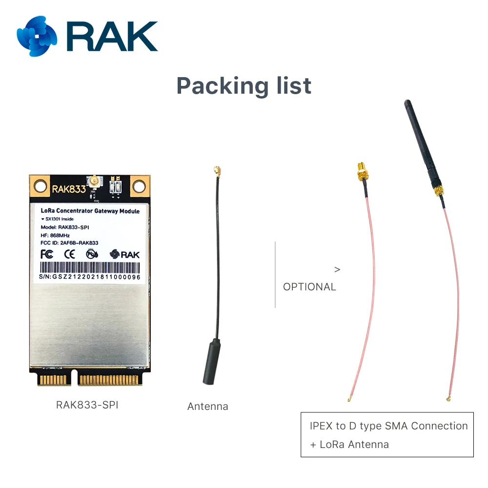 RAK833 LoRa шлюз концентратор модуль мини PCIe промышленного класса SX1301Chip с SPI интерфейс