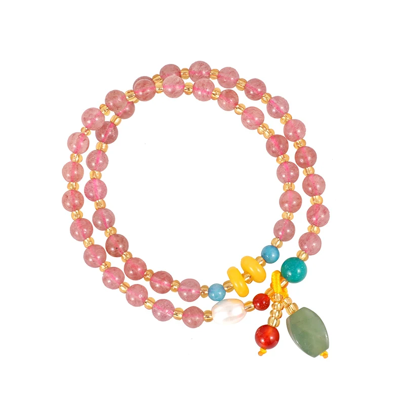 Shuangsheng 2019 New Natural Stone Strawberry Quartz Women's Bracelet Bohemian Beaded Love Jewelry Valentine's Day Gift | Украшения