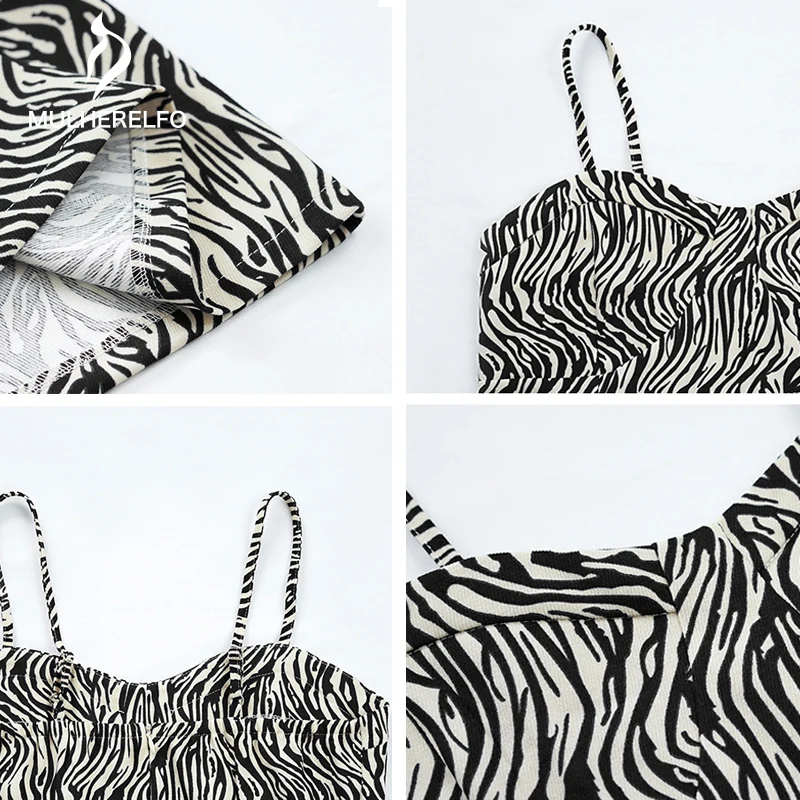 

Autumn Black Zebra Pattern Female Sling Dress Harajuku Casual Sleeveless Backless Midi Straight Dress Women Dresses Slim Korean