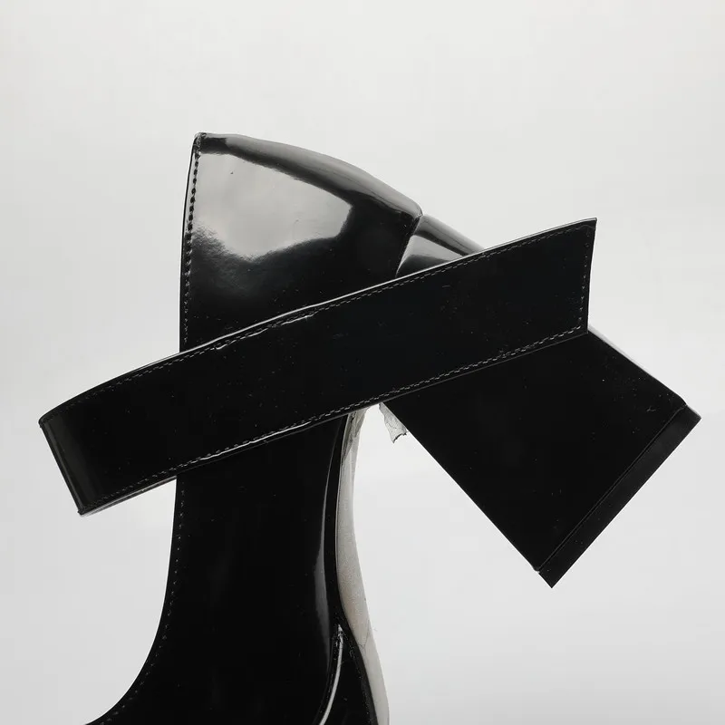 

Summer Mary Janes Women Shoes Platform High-heeled Women Pumps Square Toe Patent Leather Shoes Female High Heels Chunky Shoes