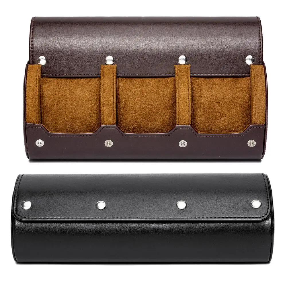 

Коробка для часов мужская кожаная с 3 отделениями, портативный органайзер для хранения и демонстрации часов, черный/коричневый цвета