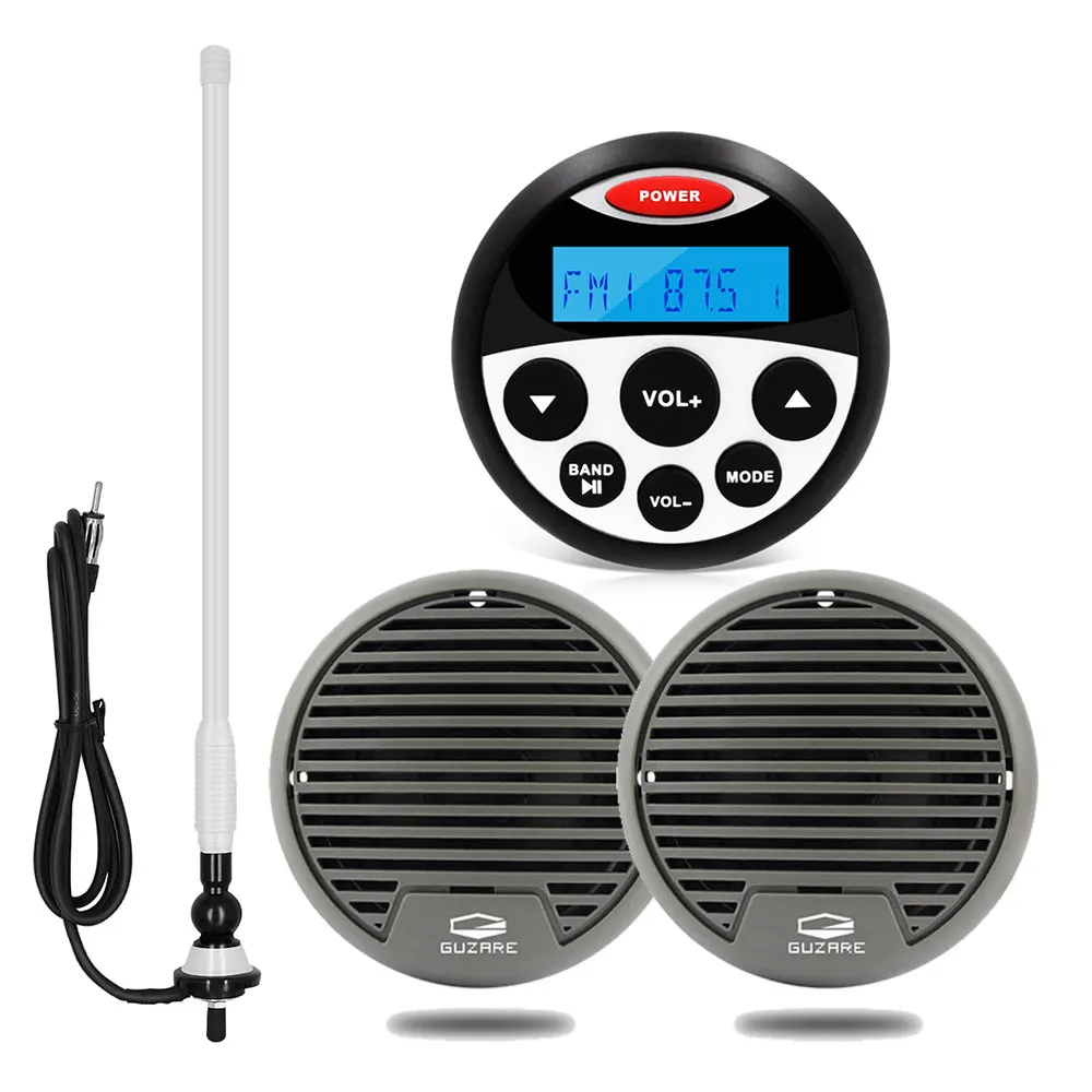 Фото Морской Bluetooth аудио стерео радио MP3-плеер + 1 пара 3-дюймовых водонепроницаемых динамиков для лодки ATV спа гольф тележки + FM AM антенна №1