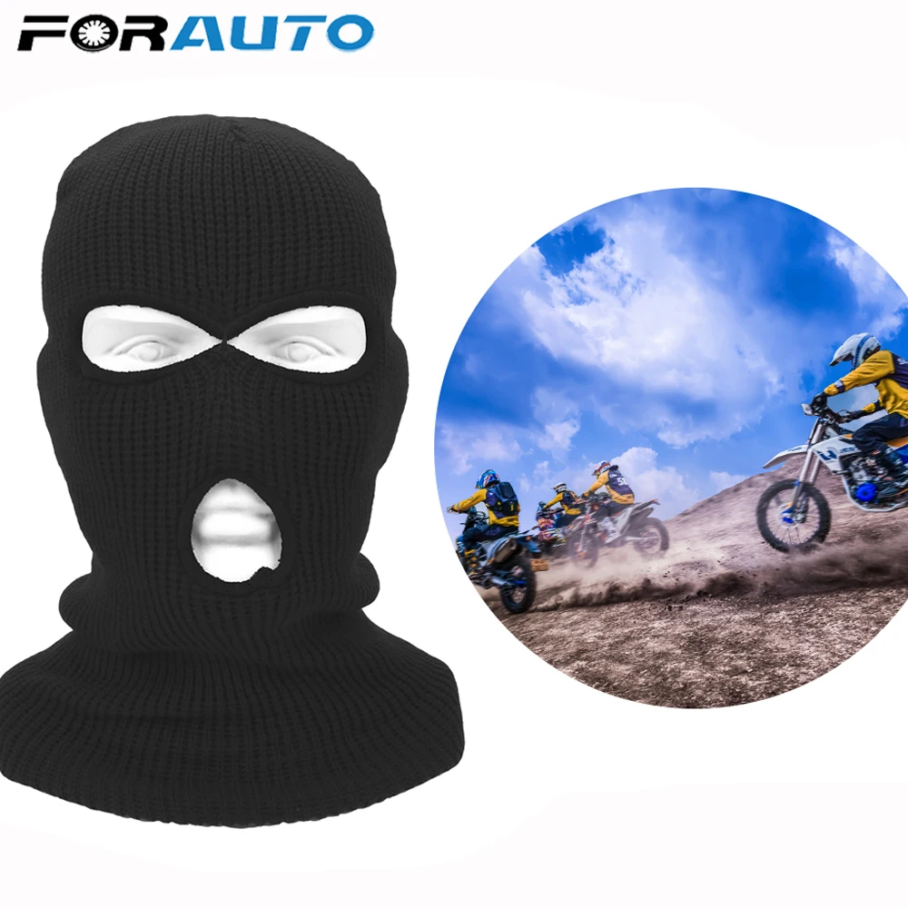 FORAUTO маска для лица армейская тактическая маска зимняя эластичная Лыжная Маска Вязаная Балаклава шапка с 3 отверстиями